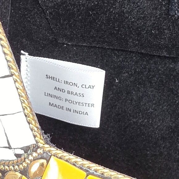 Antik Craft Metal Clutch Crossbody Honey Metallic Gold Mosaic Tile Art Chain New - Picture 13 of 15